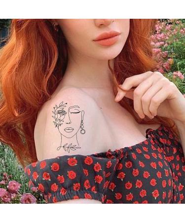 CARGEN Minimalist Flower Art Temporary Tattoo - Oneline Realistic Design, Waterproof Sticker for Women's Arm & Hands at Parties - Buy Online on GoSupps.com