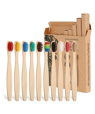 Yorgewd Children's Bamboo Toothbrush | 10 Pack Soft Bristles | Biodegradable Wooden Handle | Eco-Friendly Toothbrush for Kids BPA Free - Buy Online on GoSupps.com
