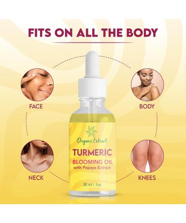 Organic Turmeric Body Oil 1 fl oz / 30 ml | Skin Brightening Essential Oil | Non-Greasy & Ultra-Hydrating Serum | Fights Acne & Evens Tone - Buy Online on GoSupps.com