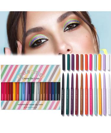 20 PCS Colored Eyeliners Pencil Set, Waterproof Eyeliner Pencil, Retractable Colored Eyeliner, Long Lasting Natural Matte Eyeliner Pencil, Colorful Eye Liner Pencils for Women (Colorful)