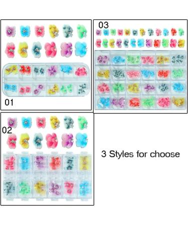 Charm for Manicure DIY Vintage Gradient Flower Rhinestone 5D Relief Nail Art Decoration(02) - Buy Online on GoSupps.com