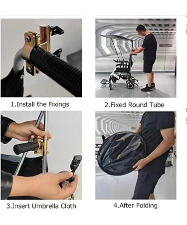 Electric Wheelchair Umbrella Canopy Awning Adjustable Outdoor Awning Umbrella Holder UV Resistant Protection Wheelchair Folding Canopy Umbrella Stand for Most Wheelchairs Black Wheelchair Black Wheelchair with Handle - Buy Online on GoSupps.com