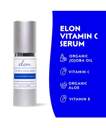 Elon Vitamin C Serum for Face - Anti-Aging Reduces Fine Lines & Wrinkles Improves Skin Texture Activates Collagen - 1 oz Facial Skin Care Product - Buy Online on GoSupps.com