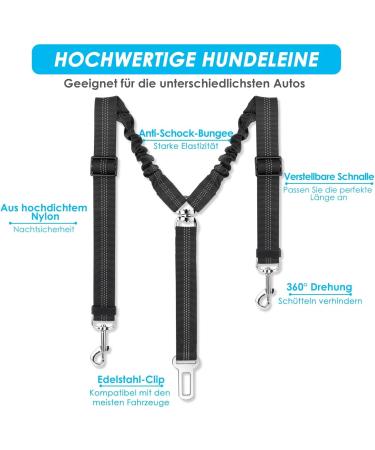 Slowton 2-in-1 Dog Car Seat Belt - Durable Adjustable Tangled-Free Elastic Safety Harness for Small & Medium Dogs - Reflective Design for Safe Travels - Buy Online on GoSupps.com