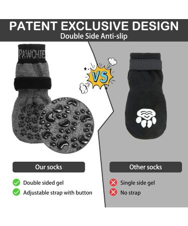 Pawchie Anti-Slip Dog Socks for Hardwood Floors - Non-Skid Knit Paw Protector - Grey Large (4 Pack) - Buy Online on GoSupps.com