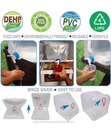 WaterStorageCube Premium Collapsible Water Container Bundle - BPA-Free Camping Drink Storage Jug for Outdoors & Survival - 3pc/5pc Set - Buy Online on GoSupps.com