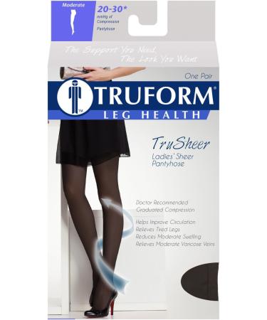 Truform Compression Sheer Pantyhose Black Medium 20-30 mmHg (Pack of 2) - Buy Online on GoSupps.com