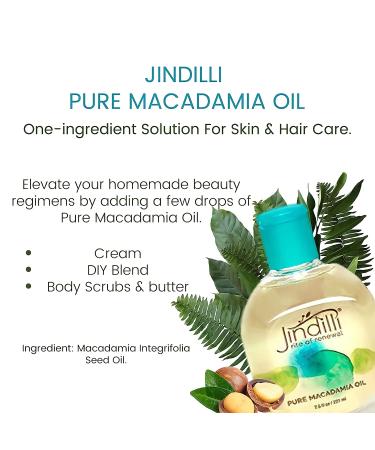 Jindilli Pure Macadamia Oil for Hair and Skin - Cold-Pressed, All-Natural, Vegan, Non-GMO, Hexane-Free - 1 fl oz - Moisturizing and Nourishing - Buy Online on GoSupps.com