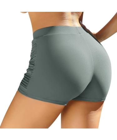 Women's High Waist Swim Shorts | Elegant Bikini Beachwear | XXL Gray V-Slit Design - Buy Online on GoSupps.com
