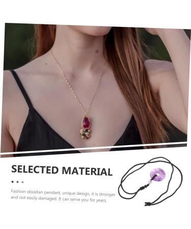 Iwowhero Gemstone Amulet Necklace - Purple Crystal Pendant with Safety Buckle - Chinese Safe Stone Chain - 3x3x1cm - Buy Online on GoSupps.com