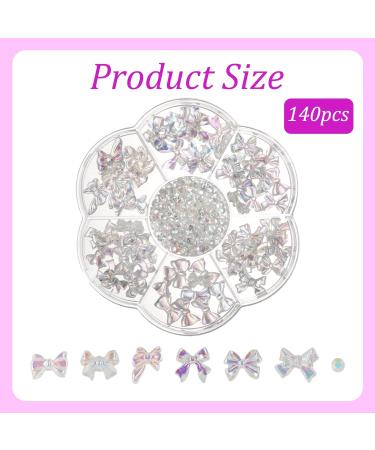 140pcs Aurora Bow Nail Charms & Rhinestones 3D Nail Bows Colorful Nail Charms for Acrylic Nails Resin Bowknot Nail Charms DIY Nail Accessories for Women Girls Nail Crafts Art - Buy Online on GoSupps.com