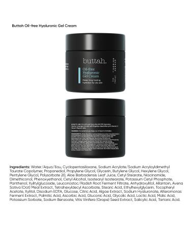 Buttah Skin Oil-Free Hyaluronic Gel Cream 2oz - Deep Hydration Daily Moisturizer - Black-Owned Naturally Based Skincare - Buy Online on GoSupps.com