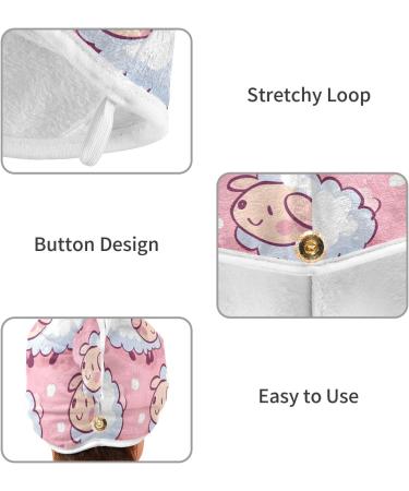 Cute Sheep Pink Hair Towel 2 Pack - Super Absorbent Quick Dry Hair Turbans for Women & Girls | Perfect Hair Drying Solution - Buy Online on GoSupps.com