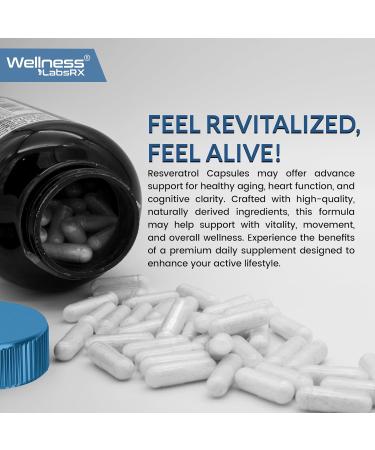 WELLNESS LABSRX Resveratrol Supplement 1000mg 120 Capsules (60 Days Supply) Ultra-Strength High Purity Trans-Resveratrol for Healthy Aging Anti-Aging and Heart Health Support - Vegan Keto 120 Count (Pack of 1) - Buy Online on GoSupps.com