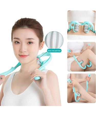 Manual Neck Massage Roller - 6 Balls Dual Pressure Point Neck Massager for Deep Shiatsu Pain Relief (Blue) | International Shipping Available - Buy Online on GoSupps.com