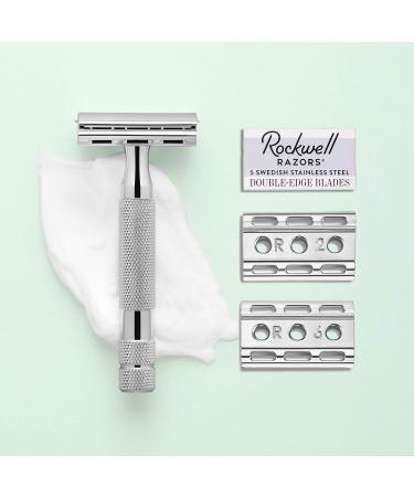 Rockwell Razors 6C White Chrome Double-Edge Safety Razor for Men and Women - 6 Adjustable Settings, 5 Eco-Friendly Blades - Buy Online on GoSupps.com
