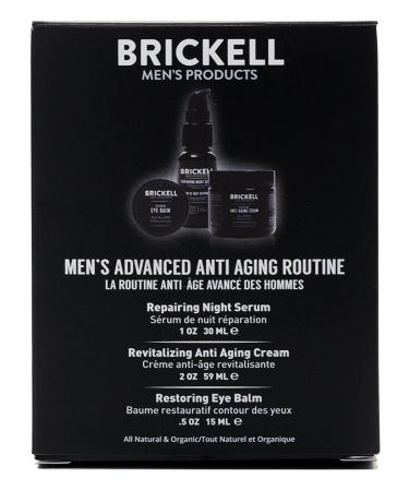 Brickell Men's Advanced Anti-Aging Skin Care Set - Night Face Cream, Vitamin C Serum, Eye Cream - Natural, Organic, Scented - Gift Set - Buy Online on GoSupps.com