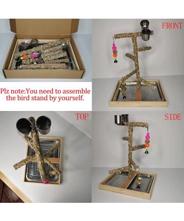 Tfwadmx Natural Wood Bird Perch Stand Toy for Parrots - Platform Play Stand for Parakeets, Canaries, Cockatiels, Conures, Lovebirds - Buy Online on GoSupps.com