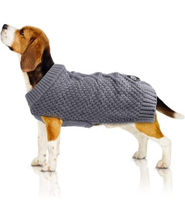 Bella & Balu Dog sweater with braid knit pattern - XXS gray |Sweater for dogs in cold warm and soft for high 100% cotton XXS gray