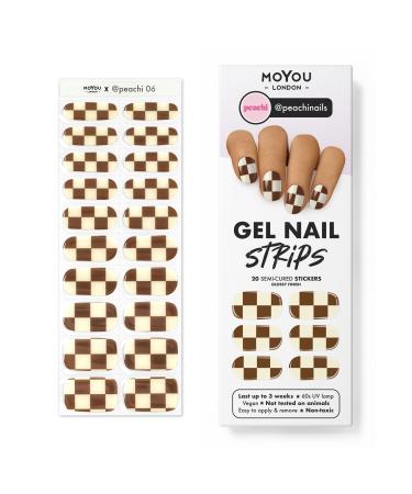 MOYOU LONDON Semi Cured Gel Nail Strips 20 Pc. Gel Wraps for Nails Get 1 Free UV Lamp when you Get 3 or More Easy Apply & Remove for Salon-Quality Manicure -PeachI 06