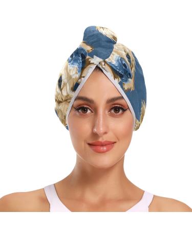 Labrador Golden Retriever Dog Hair Towel 2 Pack Super Absorbent Hair Drying Towel Quick Dry Hair Turbans Head Towel with Button Twisty Wrap for Women Girls