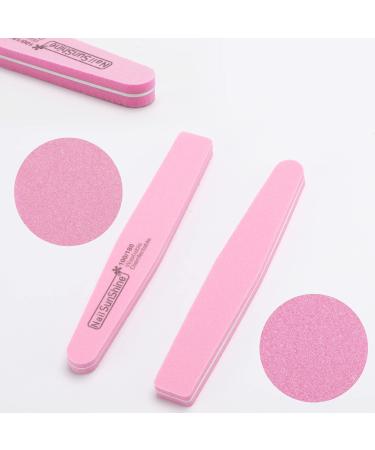 35 Count Professional Nail Files & Buffers - 100/180 Grits Emery Boards for Gel & Acrylic Nails - Washable Buffing Blocks in Pink - Buy Online on GoSupps.com