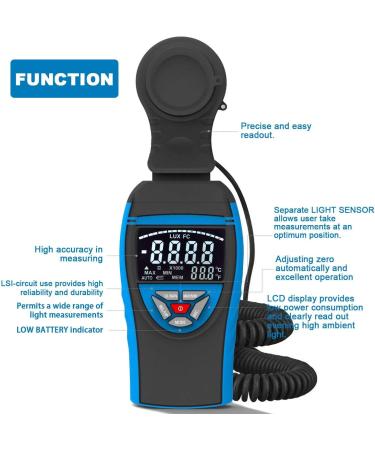 ANNMETER Light Illuminance Meter  Digital Luxmeter AN-8801C Measures 0-40 000Lux/ Footcandle with Separate Lumen Sensor  Lux/FC Lights Tester for Plant LED Office - Buy Online on GoSupps.com