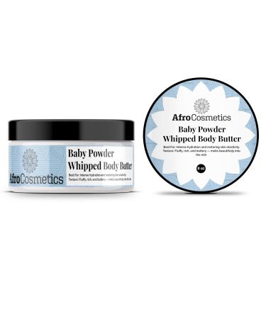 AFROCOSMETICS Baby Powder Whipped Body Butter Non Greasy Formula 8 oz