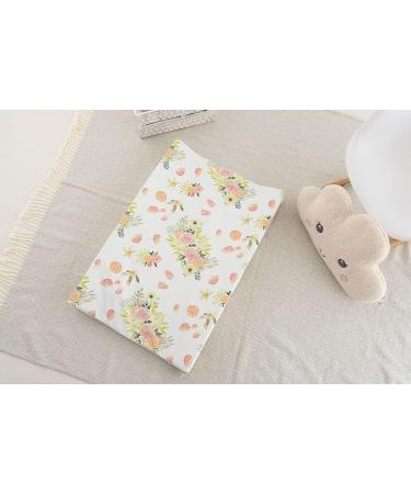 Gilded Bird Wedge Baby Changing Mat with Raised Sides | 69x44cm, Extra Thick & Wipeable | Orange Bloom - White - Buy Online on GoSupps.com