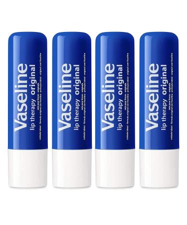 Vaseline Lip Therapy Stick | Original Petroleum Jelly Vaseline Lip Balm for Soft Lips | 4.8g each (4 Pack) 4 Original