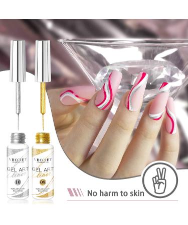 Gel Nail Polish Set - Metallic Gold & Silver Gel Liner Nail Art Kit for DIY Salon Fall/Winter Designs - Soak Off, Long Lasting - Perfect Gift for Women - 2 Pack - Buy Online on GoSupps.com