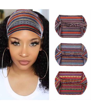 Generse Boho Headbands 3 Pack - Elastic Wide Yoga Turban Striped Twisted Head Wraps for Women & Girls - Stylish Hair Accessories - Buy Online on GoSupps.com