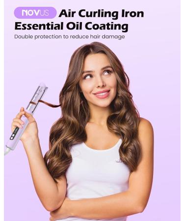 NOVUS Airflow Curling Iron 2-in-1 - Ceramic Flat Iron & Curling Wand with 360 Cool Air Anti-Scald 4 Temp Settings Auto Shutdown - Perfect for Lasting Curls on All Hair Types - Purple - Buy Online on GoSupps.com