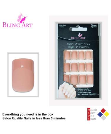 Buy Bling Art Beige Matte French Squoval False Nails - 24 Medium Acrylic Tips for Perfect Nail Art | International Shipping Available - Buy Online on GoSupps.com