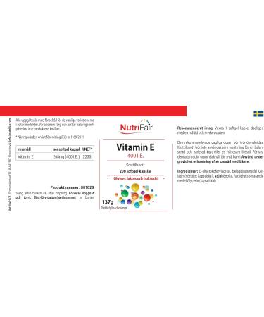 Vitamin E 400 I.U. - with 268mg of vitamin E per capsule - 200 soft capsules - high dosed - German production & laboratory te - Buy Online on GoSupps.com