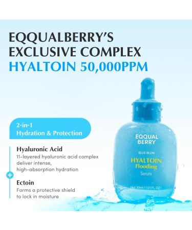 EQQUALBERRY Hyaltoin Flooding Smoothie Serum Deep Hydrating Korean Skin Care with Hyaluronic Acid Ectoine & Glacier Water Barrier-Strengthening with 5 Ceramides (1.01oz / 30ml) Pack of 2 - Buy Online on GoSupps.com