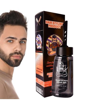 Men Styling Gel with Comb | 2 in 1 Men Styling Gel with Comb Long-Lasting Hair 300ml Long Lasting Men Hair Cream Salon Styling Gel Tool Men's Oil Head Artifact Nicything One Comb Cool 300ml