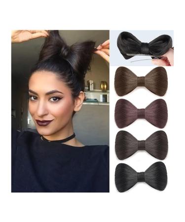 Messy Bun Hair Piece for Women Synthetic Natural Fake Hair Bow Bun Fluffy Claw Chignon Hair Extensions High Temperature Fiber Straight Updo Hairpiece Cute Headdress Styling Tools Fake Hair Accessori Brown black