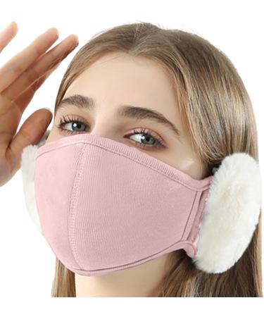 Mimika Cloud-Shaped Half Face Cover & Rabbit Fur Ear Warmers - Plush Winter Protection in Pink | International Shipping Available - Buy Online on GoSupps.com