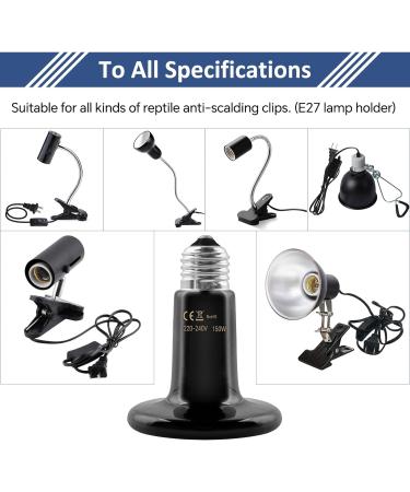 Caldarax 2 Pack 150W Terrarium Reptile Heat Bulb E27 Infrared Ceramic Heating Lamps AC 220-240V Ceramic Heat Emitter for Reptiles Lizards Tortoise Snakes Chicken - Buy Online on GoSupps.com