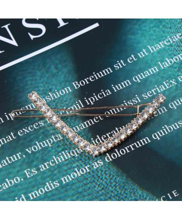 Inilbran Vintage Rhinestone Hair Clip Gold Crystal Wedding Hair Barrettes Crystal V Shape Hairpin Barrette Sparkly Cz Hair Pins Hairclip Decorative Cz Bridal Hair Accessories for Women(Style B) - Buy Online on GoSupps.com