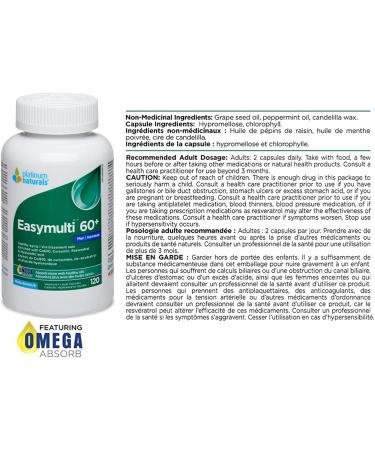 Platinum Naturals - Easymulti 60+ for Men 120 Capsules - Men's Vitamins Multivitamin for Adults - Multivitamin with CoQ10 -Prostate Health Immune Support & Heart Health CoQ10-Mens Daily Multivitamin 120 count (Pack of 1) - Buy Online on GoSupps.com