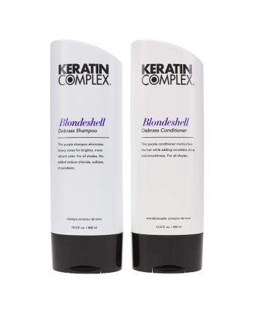 Keratin Blondeshell Debrass & Brighten Purple Shampoo & Conditioner Duo, by Keratin Complex, 13.5 ounce bottles