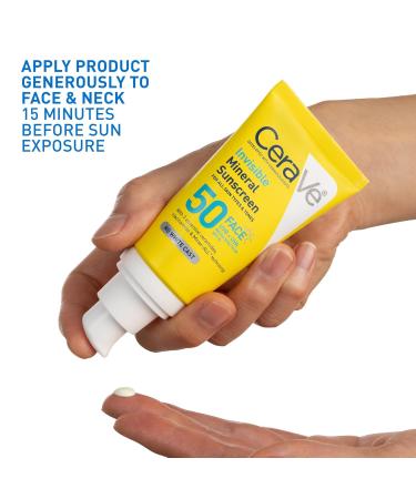 CeraVe Invisible Mineral Sunscreen SPF 50 Face Sunscreen for Sensitive Skin With Zinc Oxide & Titanium Dioxide Vitamin E + Niacinamide + Ceramides Oil Free Travel Size 1.62 oz - Buy Online on GoSupps.com