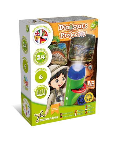 Science4you Dino flashlight for children from 4+ years - dinosaurs toys: Projector lamp with 24 pictures dinosaurs poster - dino gift paleontology and educational toys for 4+ years medium 1st dino flashlight