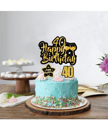 13P Black and Gold 40th Birthday Cake Toppers for Women Men Personalised Happy Birthday Cake Toppers Cupcake Decorations Black Gold Glitter Paper Fairy Cake Toppers for Her Him Birthday Party Supplies - Buy Online on GoSupps.com
