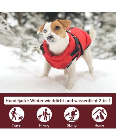 Buy Windproof & Waterproof Dog Jackets - 2 in 1 Cold Weather Coats for Large Dogs - Red 4XL Winter Vest - Buy Online on GoSupps.com