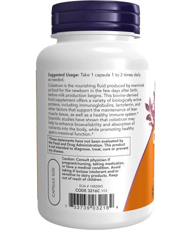Now Foods Colostrum 500 mg - 120 Veggie Caps for Immune Support & Gut Health - Buy Online on GoSupps.com