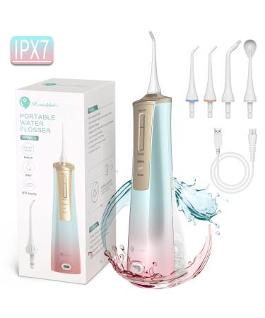Cordless Water Tooth Flosser Rechargeable Oral Irrigator Portable for Teeth Dental Flosser IPX7 Waterproof 3 Modes 5 Jet Tips for Travel and Home Use