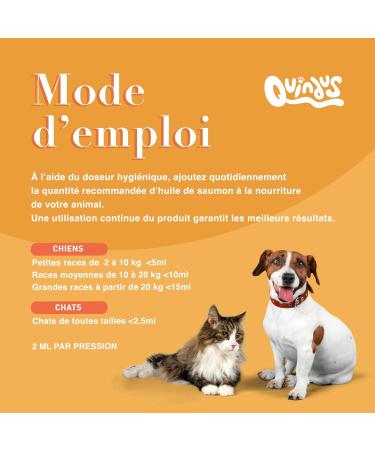 QUINDU'S - Salmon Oil for Dogs and Cats | Fish Oil with Omega 3 for Joints Skin and Coat | Natural Anti-inflammatory | Compatible with Dry and Wet Food (250gr) - Buy Online on GoSupps.com